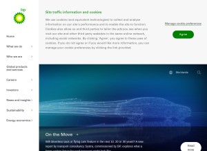 How bp.com looks like on a tablet such as an iPad.