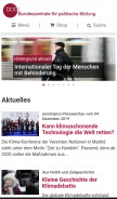 How bpb.de looks like on a mobile device such as an iPhone.