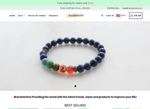 How braceletsone.com looks like on a tablet such as an iPad.