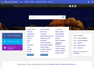 How brainyquote.com looks like on a tablet such as an iPad.
