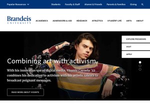 How brandeis.edu looks like on a tablet such as an iPad.
