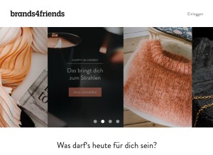 How brands4friends.de looks like on a tablet such as an iPad.