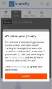 How bravofly.com looks like on a mobile device such as an iPhone.