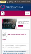How breastcancer.org looks like on a mobile device such as an iPhone.