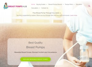 How breastpumpshub.com looks like on a tablet such as an iPad.