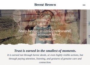 How brenebrown.com looks like on a tablet such as an iPad.