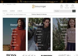 How breuninger.com looks like on a tablet such as an iPad.