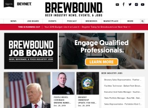 How brewbound.com looks like on a tablet such as an iPad.
