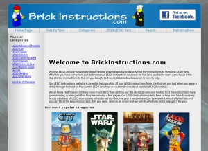How brickinstructions.com looks like on a tablet such as an iPad.