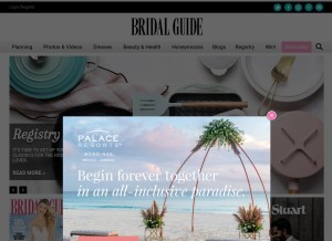 How bridalguide.com looks like on a tablet such as an iPad.
