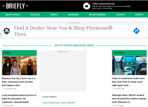 How briefly.co.za looks like on a tablet such as an iPad.