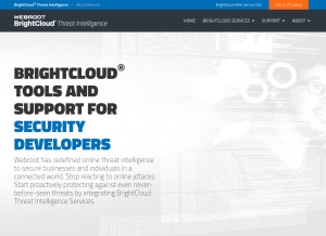 How brightcloud.com looks like on a tablet such as an iPad.
