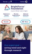 How brightfocus.org looks like on a mobile device such as an iPhone.