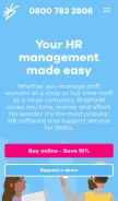 How brighthr.com looks like on a mobile device such as an iPhone.