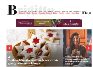 How brigitte.de looks like on a tablet such as an iPad.
