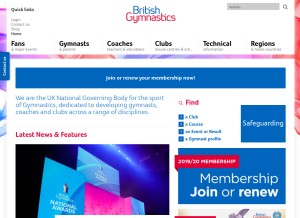 How british-gymnastics.org looks like on a tablet such as an iPad.