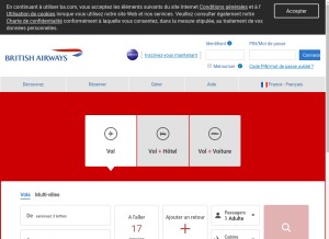 How britishairways.com looks like on a tablet such as an iPad.
