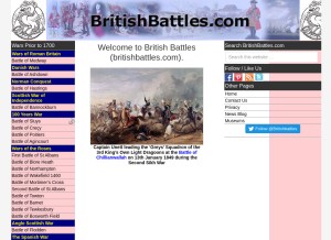 How britishbattles.com looks like on a tablet such as an iPad.