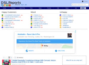 How broadbandreports.com looks like on a tablet such as an iPad.