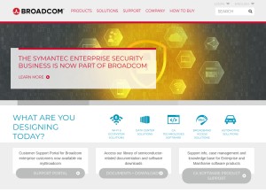 How broadcom.com looks like on a tablet such as an iPad.