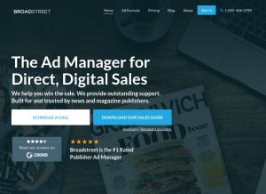 How broadstreetads.com looks like on a tablet such as an iPad.
