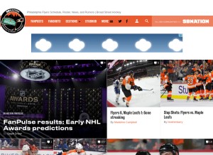 How broadstreethockey.com looks like on a tablet such as an iPad.