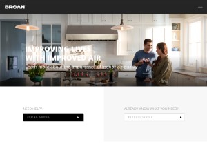 How broan.com looks like on a tablet such as an iPad.
