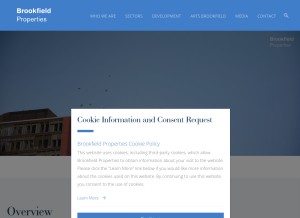 How brookfieldproperties.com looks like on a tablet such as an iPad.