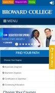 How broward.edu looks like on a mobile device such as an iPhone.