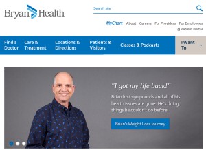 How bryanlgh.org looks like on a tablet such as an iPad.
