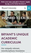 How bryant.edu looks like on a mobile device such as an iPhone.