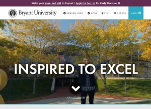 How bryant.edu looks like on a tablet such as an iPad.