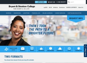 How bryantstratton.edu looks like on a tablet such as an iPad.
