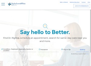 How bswhealth.com looks like on a tablet such as an iPad.