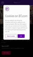 How bt.com looks like on a mobile device such as an iPhone.