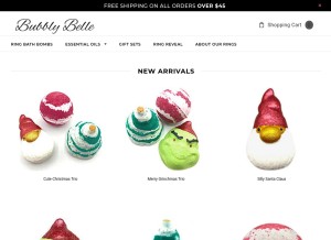 How bubblybelle.com looks like on a tablet such as an iPad.