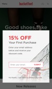 How bucketfeet.com looks like on a mobile device such as an iPhone.