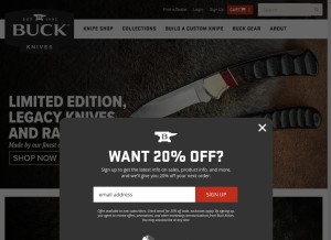 How buckknives.com looks like on a tablet such as an iPad.