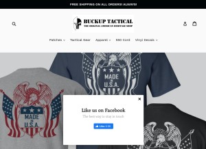 How buckuptactical.com looks like on a tablet such as an iPad.