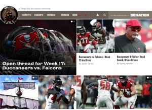 How bucsnation.com looks like on a tablet such as an iPad.
