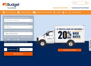How budgettruck.com looks like on a tablet such as an iPad.