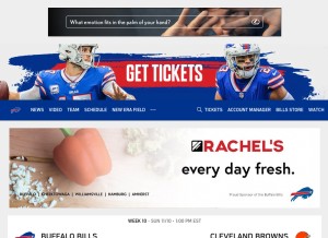 How buffalobills.com looks like on a tablet such as an iPad.