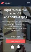How bugsee.com looks like on a mobile device such as an iPhone.