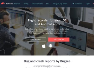 How bugsee.com looks like on a tablet such as an iPad.