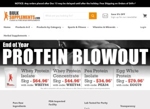 How bulksupplements.com looks like on a tablet such as an iPad.