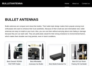 How bulletantenna.us looks like on a tablet such as an iPad.