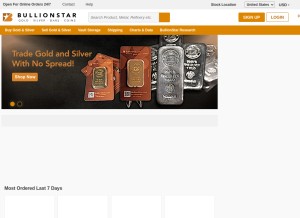 How bullionstar.us looks like on a tablet such as an iPad.
