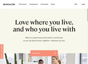 How bungalow.com looks like on a tablet such as an iPad.