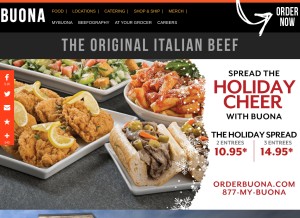 How buona.com looks like on a tablet such as an iPad.