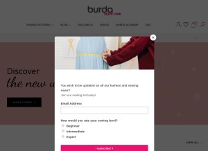 How burdastyle.com looks like on a tablet such as an iPad.